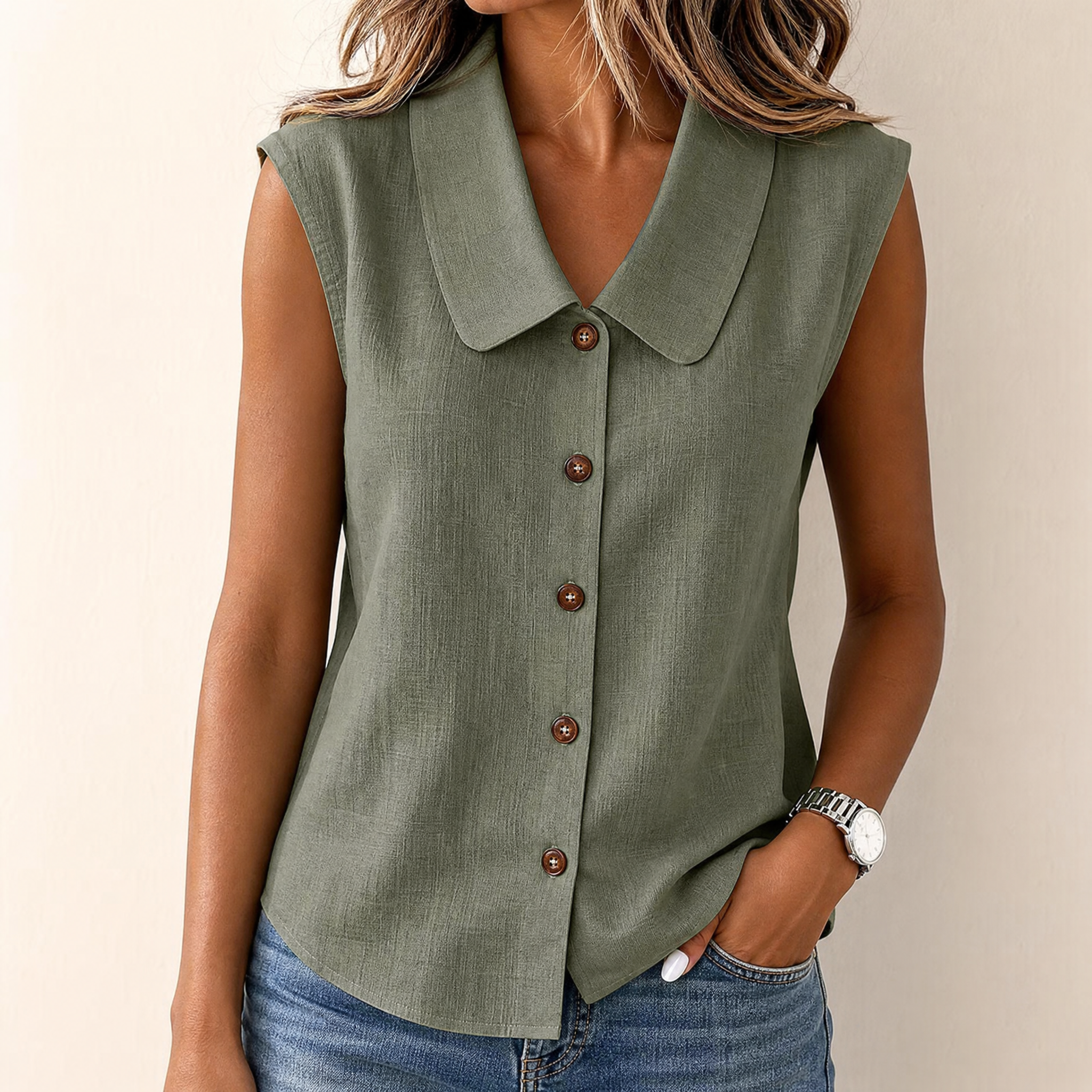 Women's Breezy Collared Summer Top
