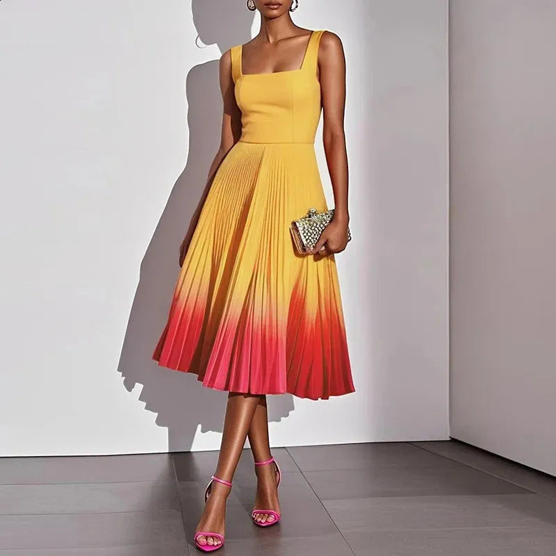 ✨⏰Last Day Discount Day🎁PLEATED OMBRE PARTY MIDI DRESS