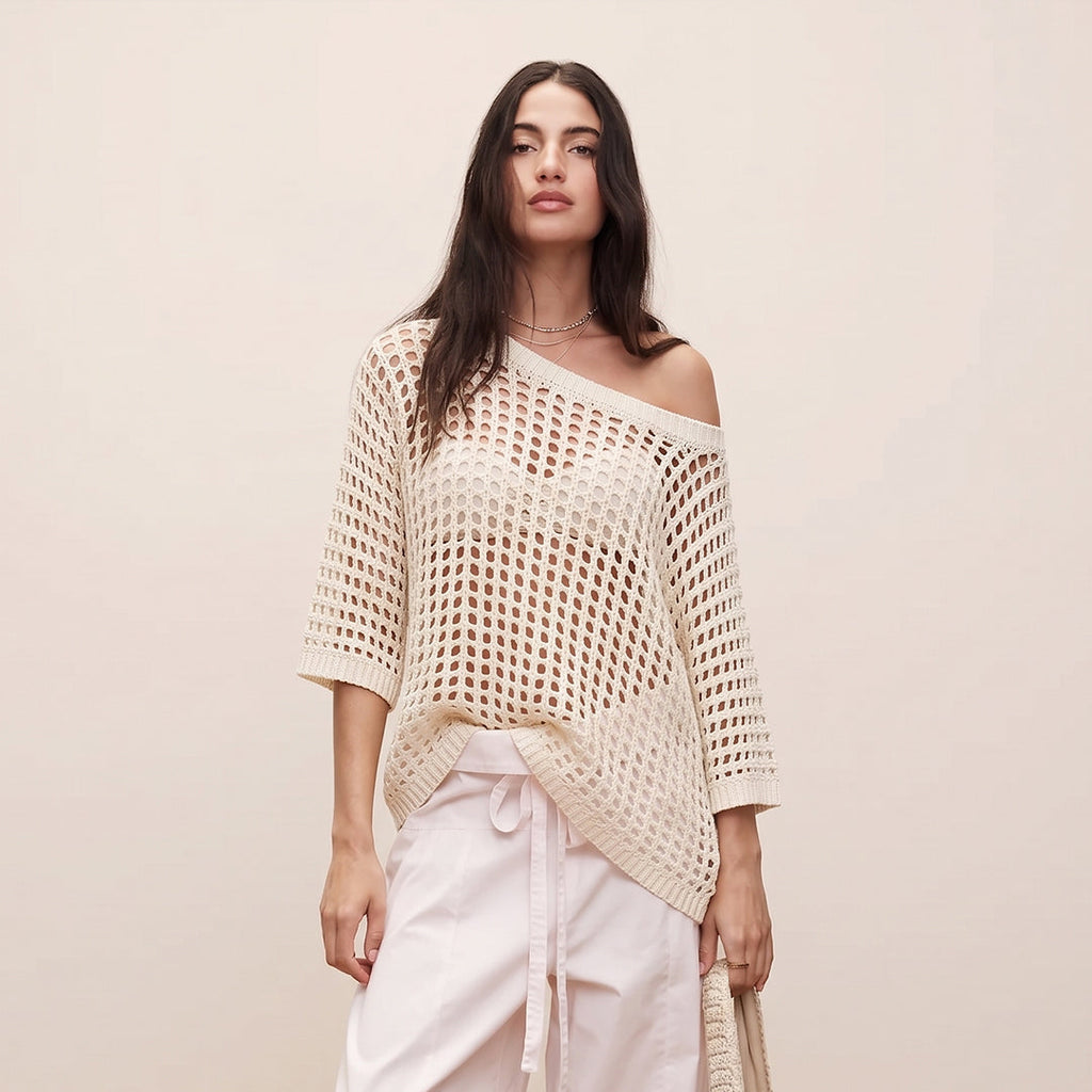 Sexy Hollow Short-Sleeve Sweater