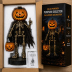 Halloween Outdoor Pumpkin Skeleton Decoration with Solar Lights, Waterproof Jack-O'-Lantern Skeleton Statue for Yard, Garden, Walkway, Lawn, Porch & Patio Decor