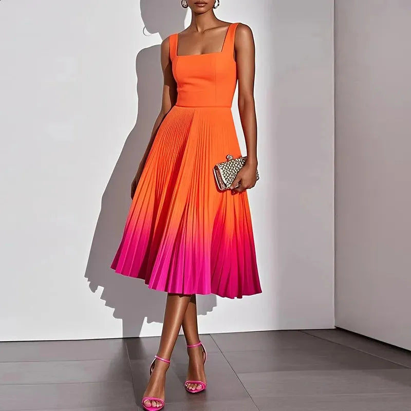 ✨⏰Last Day Discount Day🎁PLEATED OMBRE PARTY MIDI DRESS
