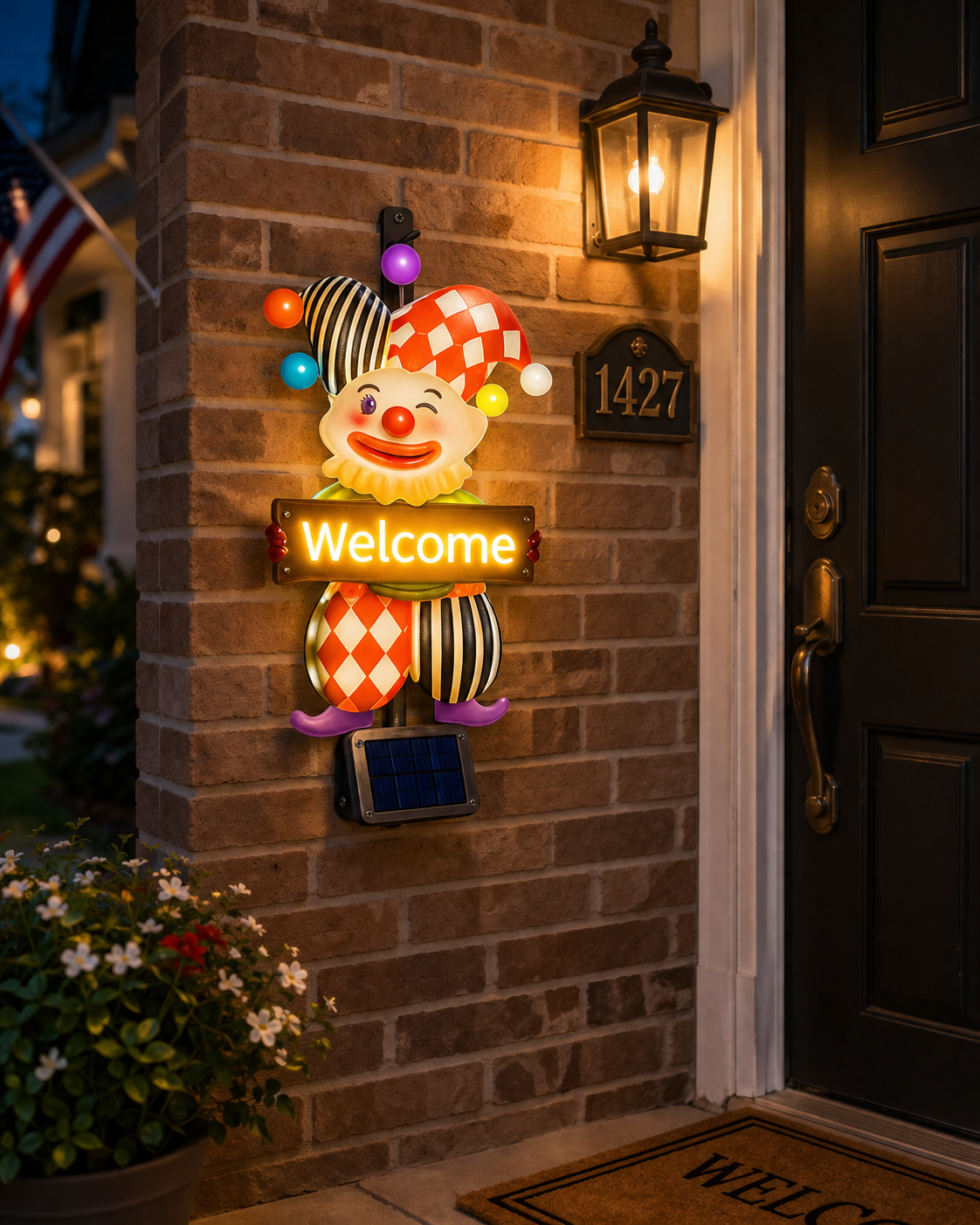 Solar Welcome Clown Garden Stake Light